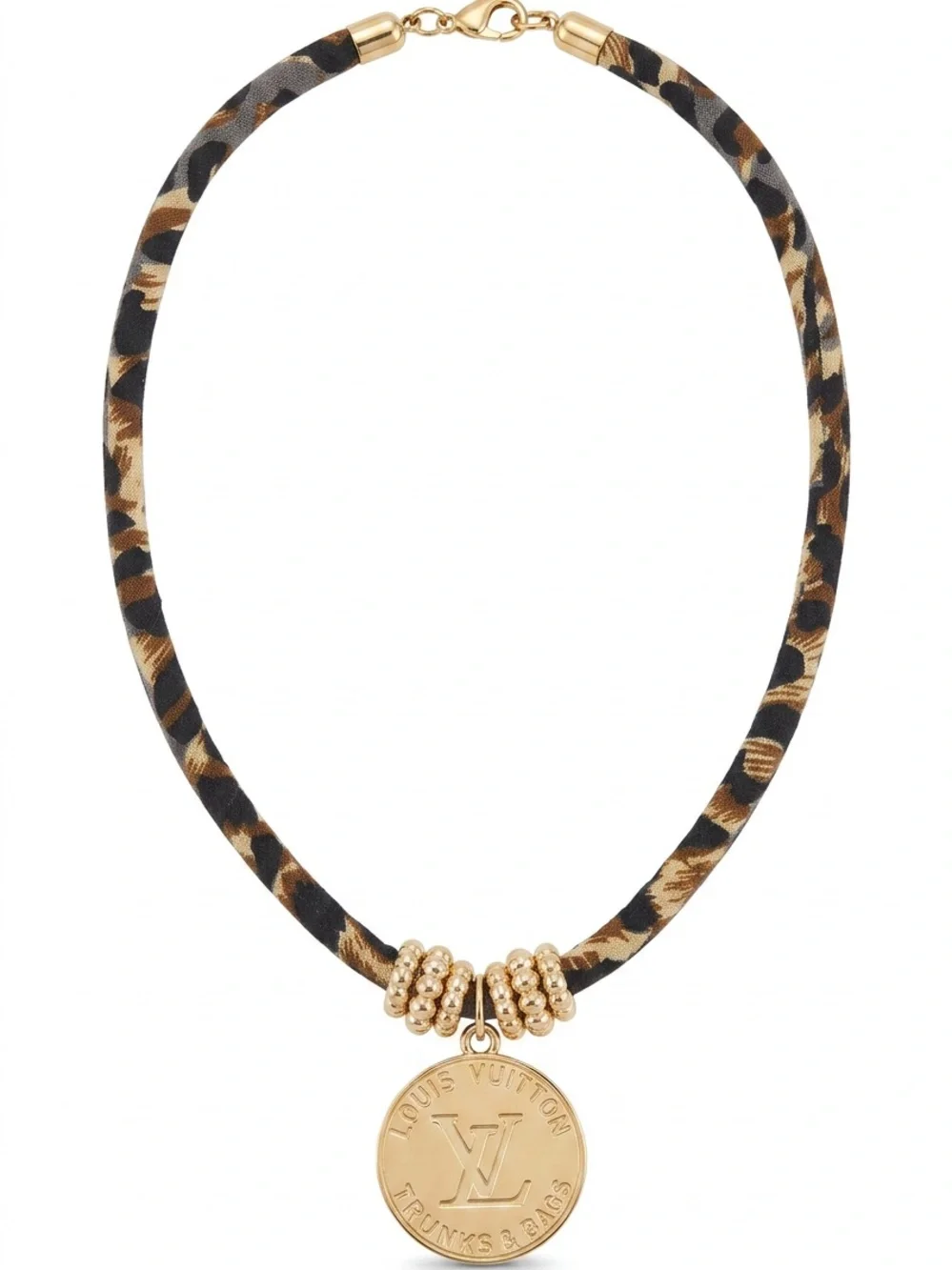Brown and Gold Cord Choker with Gold Medallion
